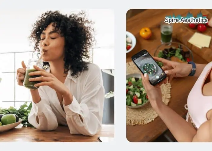 Image of woman looking into her diet and fat freezing Gateshead to improve her health